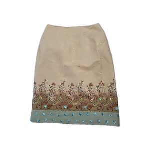 Silk Club Beaded Rhinestone Silk Lined Skirt Colorful Beach Officecore Mermaid 6